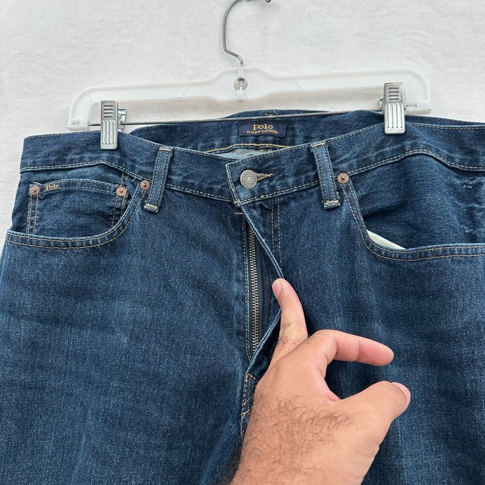 Polo by Ralph Lauren Men’s Slim Straight Jeans - Dark Blue Denim - Picture 9 of 13
